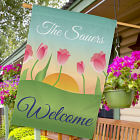 Personalized Spring Tulips House Flag